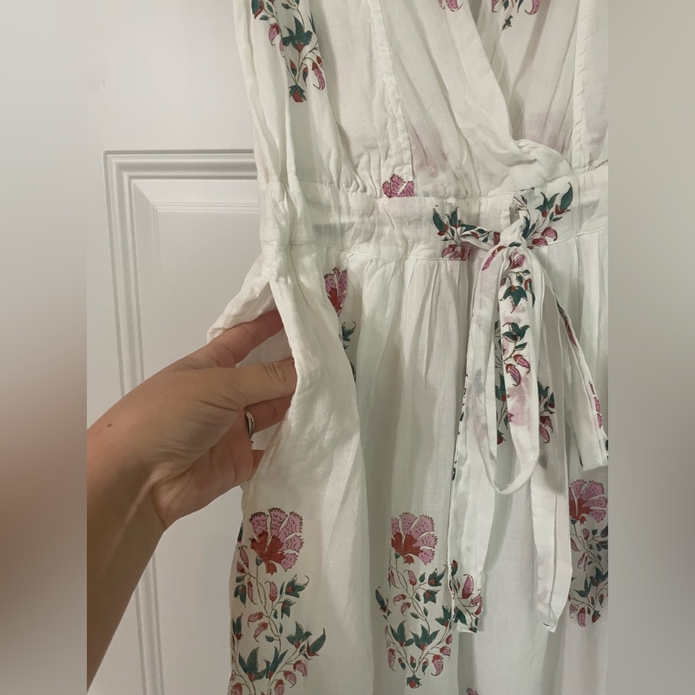 Roller Rabbit White Floral Cotton Midi Dress Size XS Boho Summer Cottagecore - Picture 4 of 7